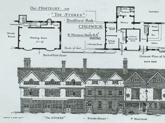 The Hostelry and the Stores、ベッドフォードパーク、チズウィック、The Building News、1877