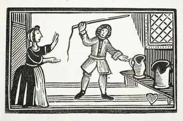 トム・トラムの狂気の悪ふざけ、パブ、ジョン・アシュトンによる18世紀のチャップブックのイラスト。 1882