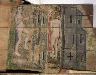 Wenhaston Doomからの天国への狭い門、1500-20年頃（塗装済み木材）