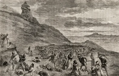 1849年、マダガスカル島におけるキリスト教徒の迫害と虐殺、1865年頃