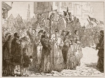 1536年のグレイスの巡礼、カッセルズイラストレイテッドイングランドオブイングランドのイラスト（セピア写真）