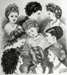 髪の現在のファッション、1870