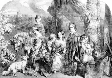 ウィンザーグレートパークの女王とその子供たち、1852年の「イラスト入りロンドンニュース」より