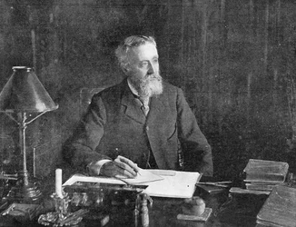 右の本。マイケル・ヒックス・ビーチ卿、グラフィックのイラスト、1902年7月19日