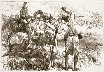 ブクサーのセポイ、ジェームズグラントによるパブカッセルズイラストレイテッドヒストリーオブインドのイラスト1879