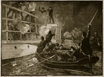 キャロラインのキャプチャ、1837年、カッセルズイラストレイテッドイングランドオブイングランドのイラスト（セピア写真）