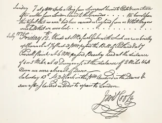 ジェームズクックの手書き、1771年7月