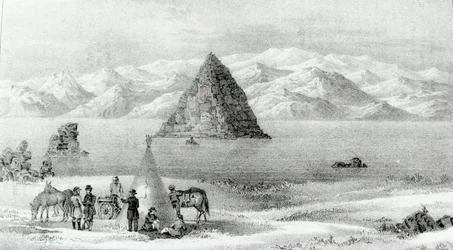 1844年1月のピラミッド湖の榴弾砲は、探検隊の報告から1842年のロッキー山脈、および1843-44年のジョンC.フリーモントによるオレゴンとノースカロライナまで、1845年（