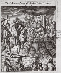 ジョン・フォクセ著『使徒行伝』第9版より、ジョン・デンリー師の殉教。1684年（リトグラフ）