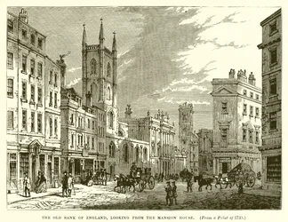 マンションの家から見たイングランドの古い銀行