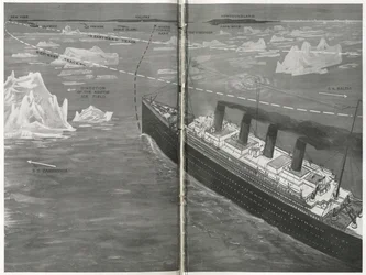 流氷の中のタイタニック 1912年4月20日「The Sphere」より（リトグラフ）（450874のディテール