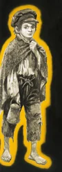 正体不明の裸足のディケンズの少年