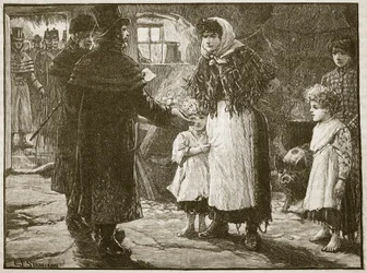 1832年、アイルランド、タイスプロクターの訪問、カッセルズイラストレイテッドイングランドの歴史（セピア写真）