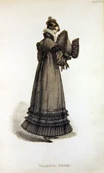 ウォーキングドレス、「アッカーマンの芸術のリポジトリ」のファッション・プレート（カラー・エングレーヴィング