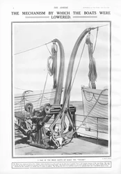 1912年4月27日、スフィアから、ボートが降ろされたメカニズムであるウェリン・ダビット