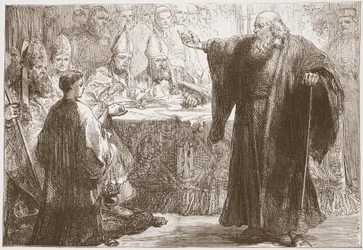 オックスフォードでの召集前のWicliffe、James Aitken Wylie（1808-1890）によるThe Protestantismの歴史のイラスト、パブ。 1878
