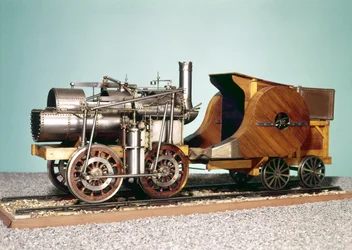 セントエティエンヌリヨン鉄道（木と金属）のためにマークセギーン（1786-1875）が最初に建設した機関車の1:10スケールモデル