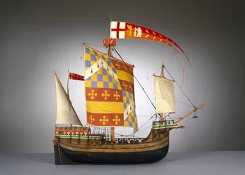 大型の英国船のモデル、またはc.1485の歯車