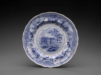 プレート、c.1831-46（転写印刷付きの鉛釉陶器）