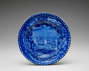 プレート、c。 1818-1846（転写印刷された鉛釉陶器）
