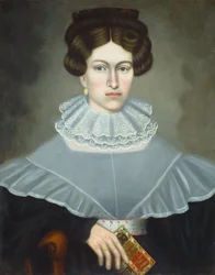 本を持っている女性、c。 1835年。