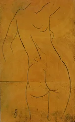 女性のヌード、後ろ姿（版画）