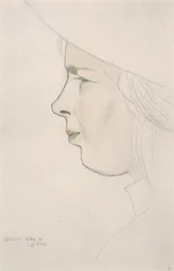 アーティストの妹グラディス・ロートンの肖像、1909 年 8 月 8 日 (鉛筆と彩色)