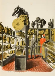 カーウェンプレスのパブが印刷した、JMリチャーズの「ハイストリート」のイラスト。カントリーライフ、1938