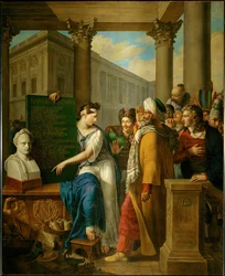 ナポレオン1世の栄光への寓意。ミューズのクリオが示すのは...