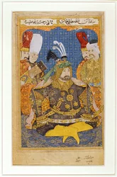 鎧を着たムスタファ2世、オスマン帝国のスルタンの肖像画を収めたアルバムの1ページ。