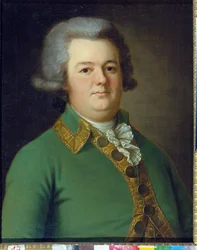 Vasily Ivanovich Likhachev (?) の肖像画。 Peinture de Ermolay Dementevich Kamezhenkov (1760-1818)、Huile Sir Toile