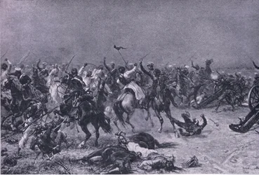 MudkiでのKings Own Light Dragoonsの担当、陸と海でのイギリスの戦い、1915年のイラスト