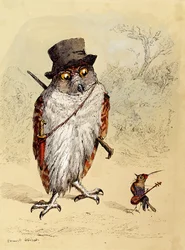 1887年に出版された「楽しいコミッククリーチャー」のバブルとキーキーのイラスト（ペンとインク、紙にトイレ付き）