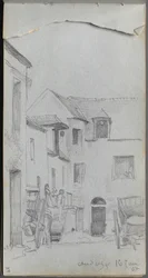 スケッチブック、39ページ：ストリートシーン。