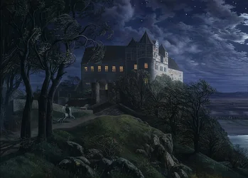シャルフェンベルク城の夜。 1827