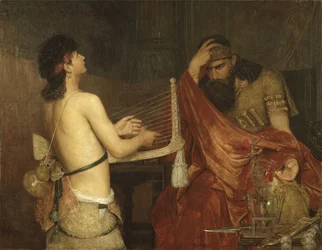 David et Saul - ダビデとサウル、ヨセフソン、エルンスト（1851-1906）作。油彩・キャンバス