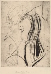 2 人の少女の頭部、1919 年。