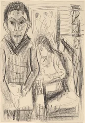 アトリエでの自画像、1923年。