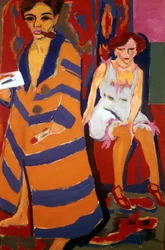 モデルとともに描いた自画像、1907年