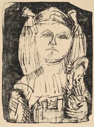 人形を持つ少女、1916年。