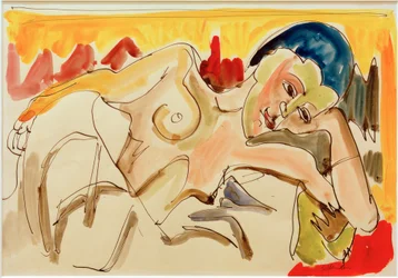 ELKirchner、裸の胴体で横になっています