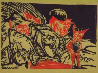 羊飼いと牛の群れ。 1919