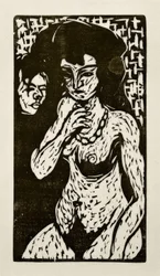 自画像のある少女裸婦