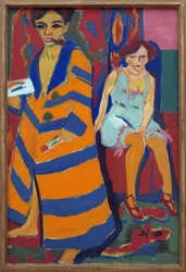 モデルを使った自画像。エルンスト・ルートヴィヒ・キルヒナー（1880-1938）の絵画、油彩、キャンバス