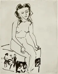 着席女性ヌード