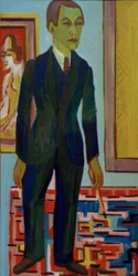 立っている画家。自画像