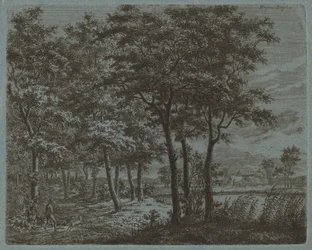 薪を運ぶ農民のいる風景、c。 1800年。