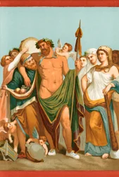 ポンペイ絵画のヘラクレスとオンファレ