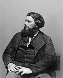ギュスターヴ・クールベ（1819-1877）フランスの画家、1865年頃、写真：エティエンヌ・カルジャ