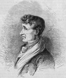 フランスの作家、ジョセフ・ジュベール（1754-1824）の肖像。ボクールが「絵の雑誌」に描いたもの。
